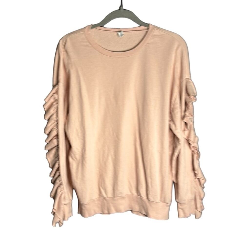 BP Pale Pink Crewneck Sweatshirt With Ruffled Sleeves Small